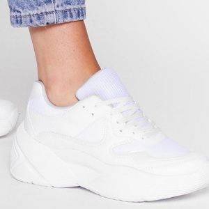 NASTY GAL Follow Our Lead Faux Leather Chunky Sneakers